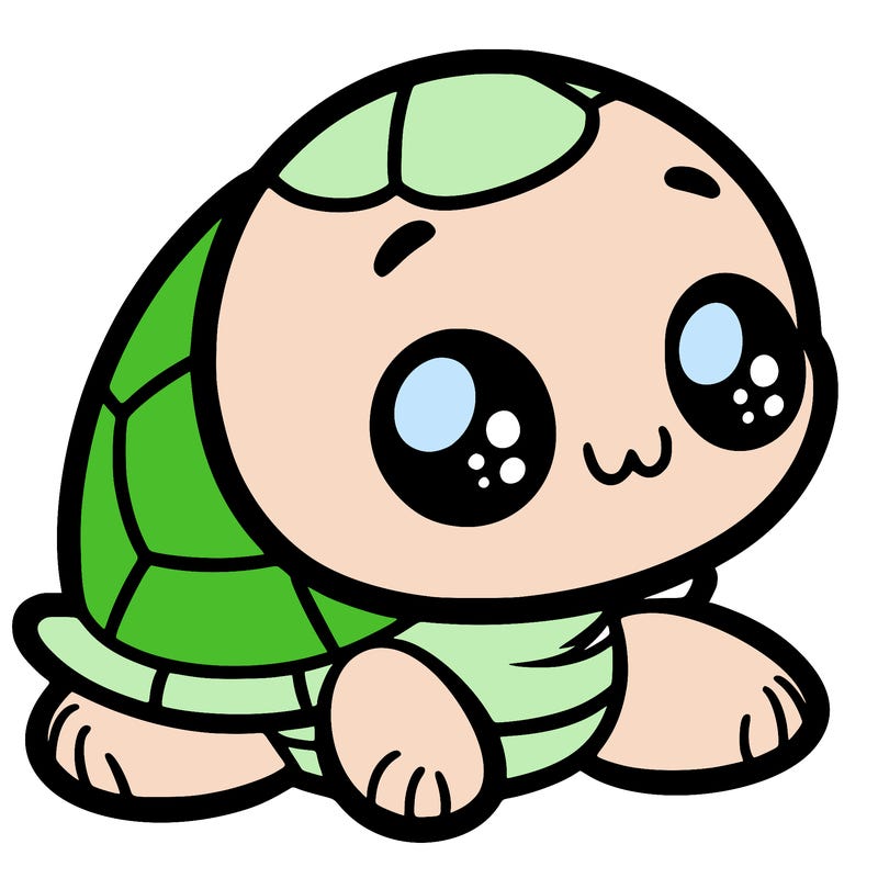 cute little animated turtle