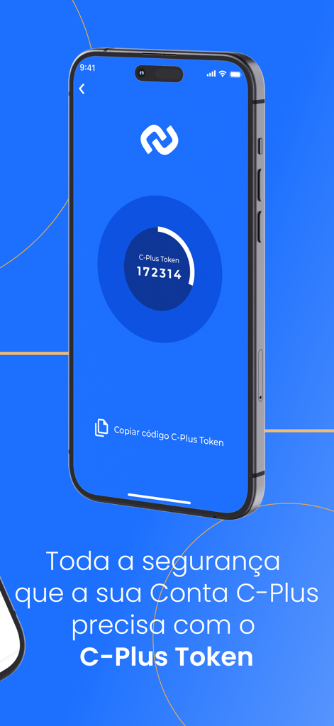 C-Plus Conta Digital - Smartphone affichant un jeton de sécurité dans l'application bancaire C-Plus