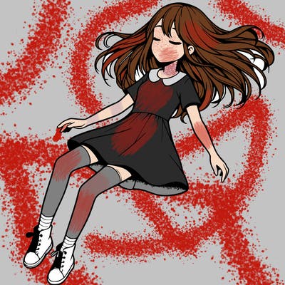 realistic girl floating