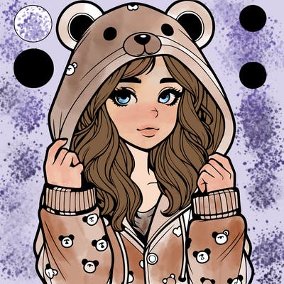 realistic girl in a animal pjs hoodie