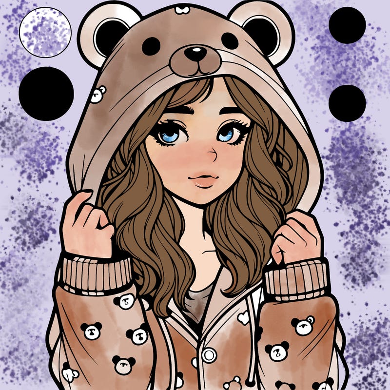 realistic girl in a animal pjs hoodie
