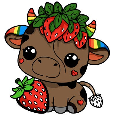 cute strawberry cow
