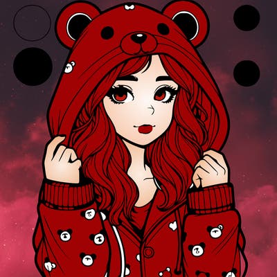 realistic girl in a animal pjs hoodie