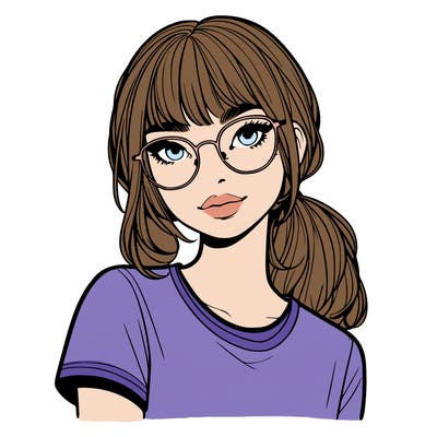 realistic girl with freckles and clear glasses