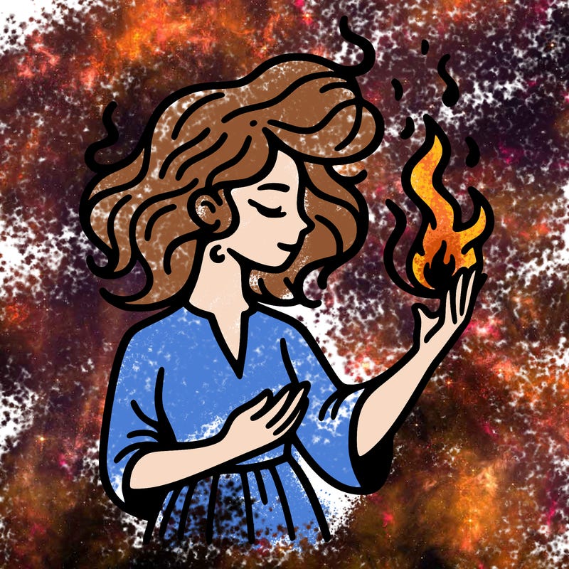 woman with fire