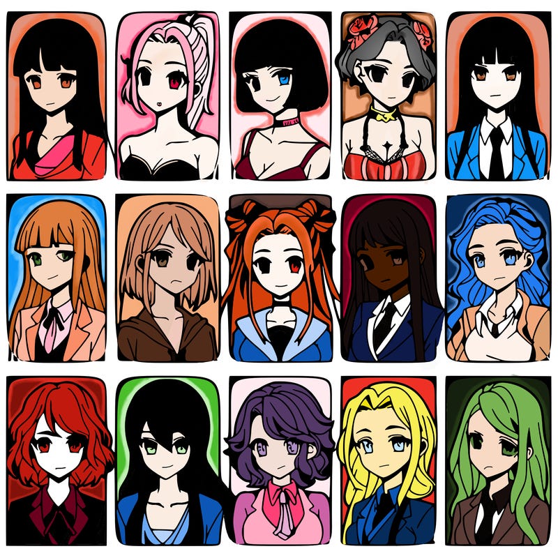 girls that look diffrent anime