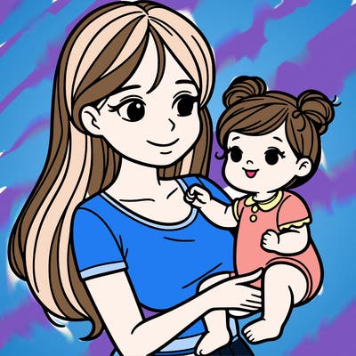 mother holding a baby girl