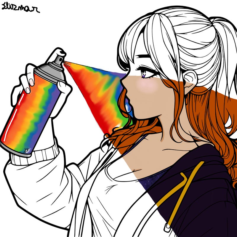 a realistic girl spray, painting