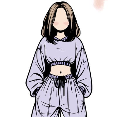 realistic girl faceless with baggy pants and a crop top