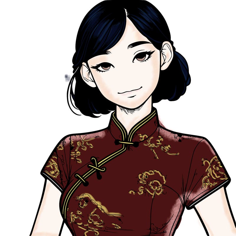 realistic asian girl wearing qipao