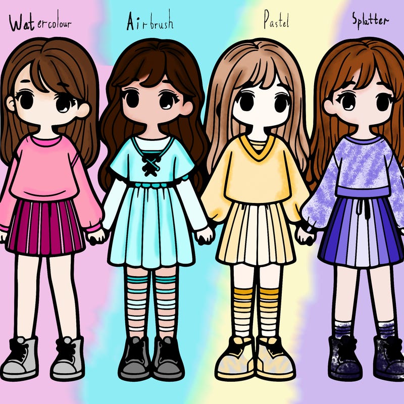 4 girls standing in a row