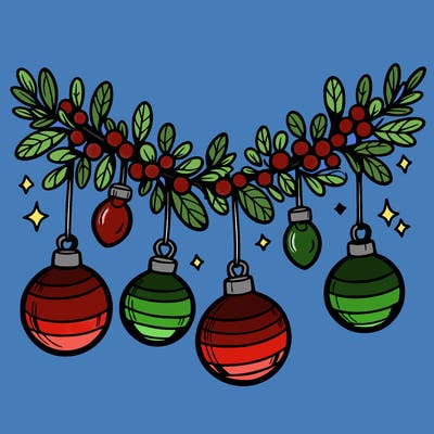christmas garland with big bulbs