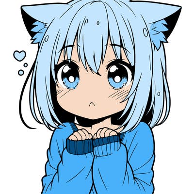 shy anime catgirl