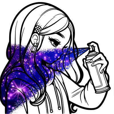 a realistic girl spray painting