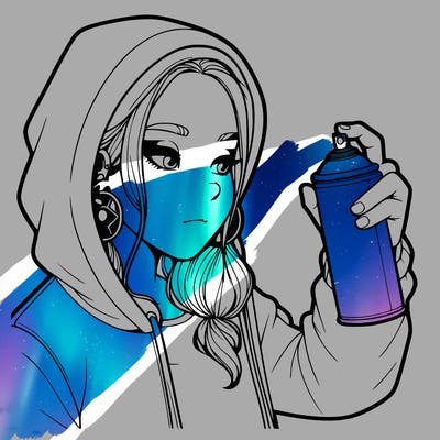 a realistic girl, spray painting