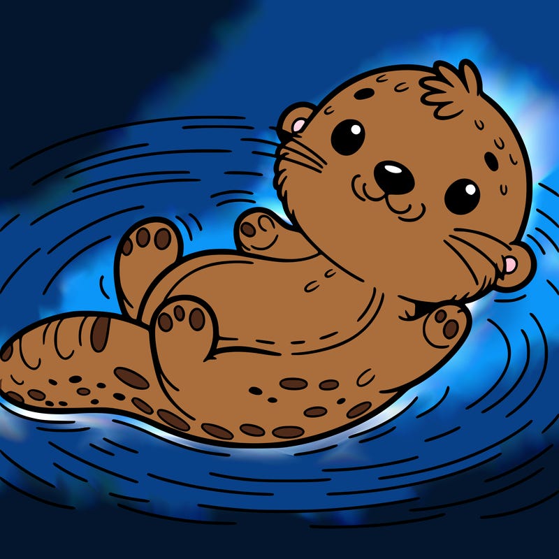 cute otter floating on his back in water