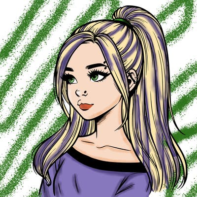 realistic girl with a high ponytail