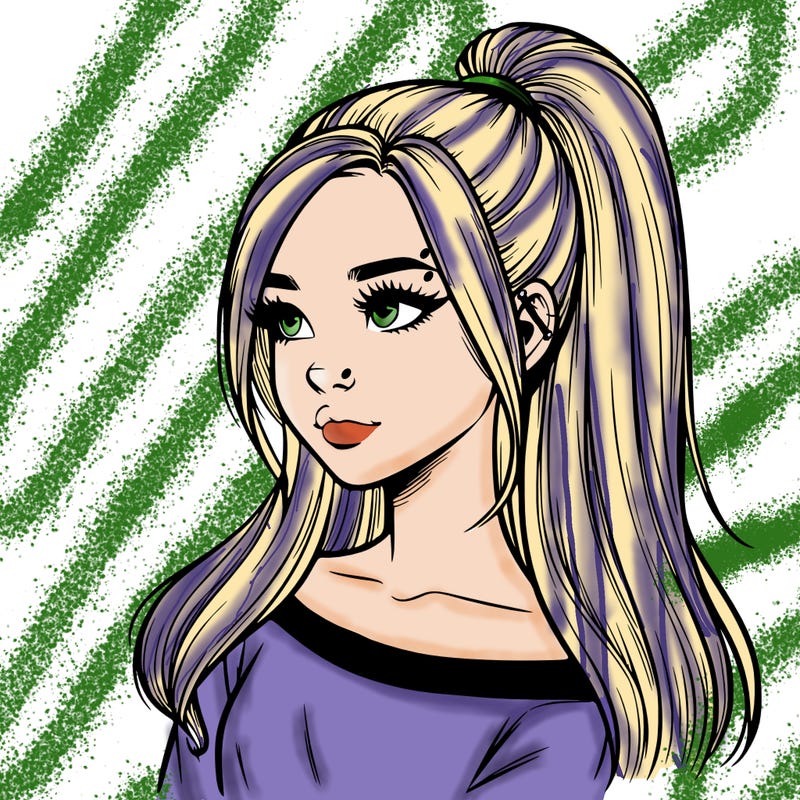 realistic girl with a high ponytail