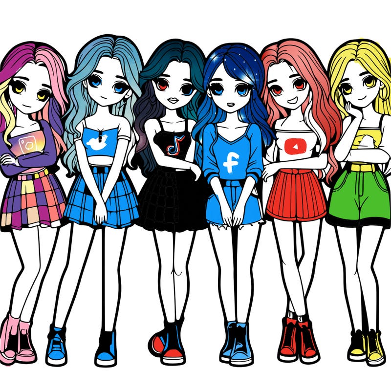 a group of girls realistic