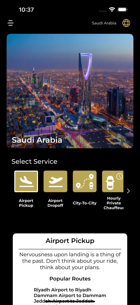 NAYLAM - NAYLAM app interface for booking luxury chauffeur services and airport pickups in Saudi Arabia