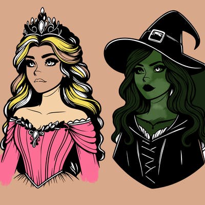 princess and witch realistic