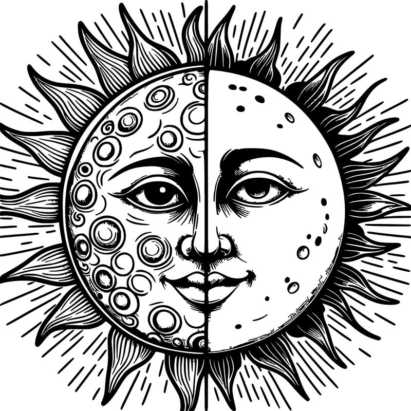 sun and moon realistic split