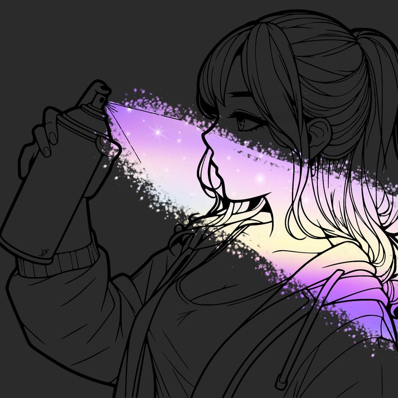 a realistic girl spray, painting