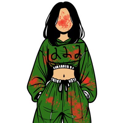 realistic girl faceless with baggy pants and a crop top