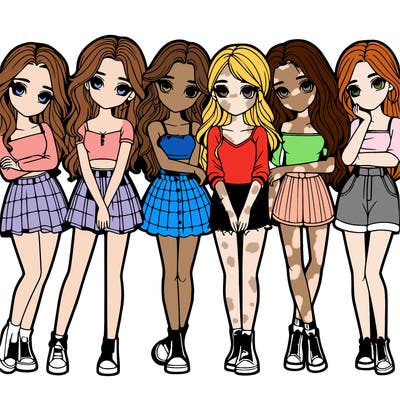 a group of girls realistic