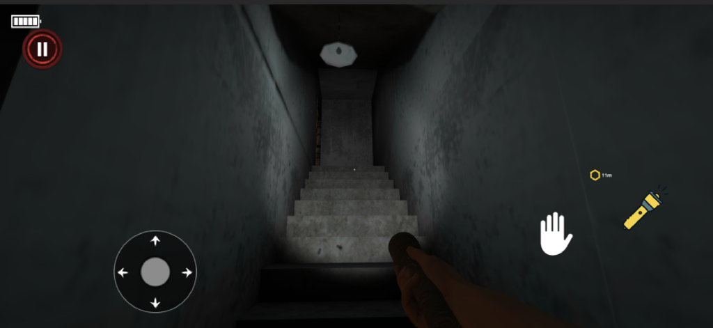 Scary Horror 3d Creepy Game - First person view of a dark staircase in a creepy 3D horror game