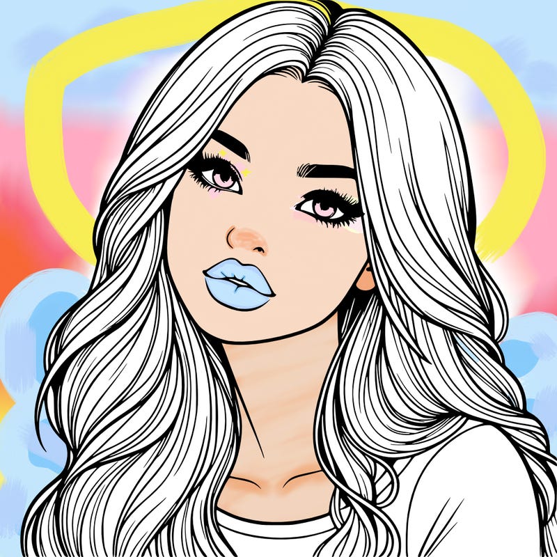 realistic girl with hair on her hair and lips