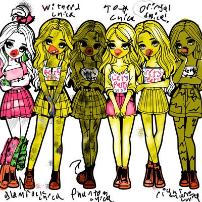 a group of girls realistic