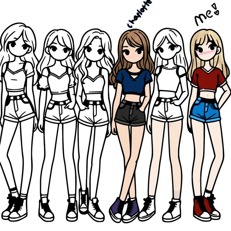 a group of girls wearing crop tops and shorts