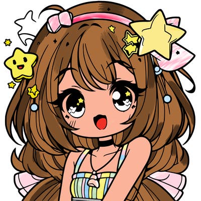 cute anime girl with star accessories