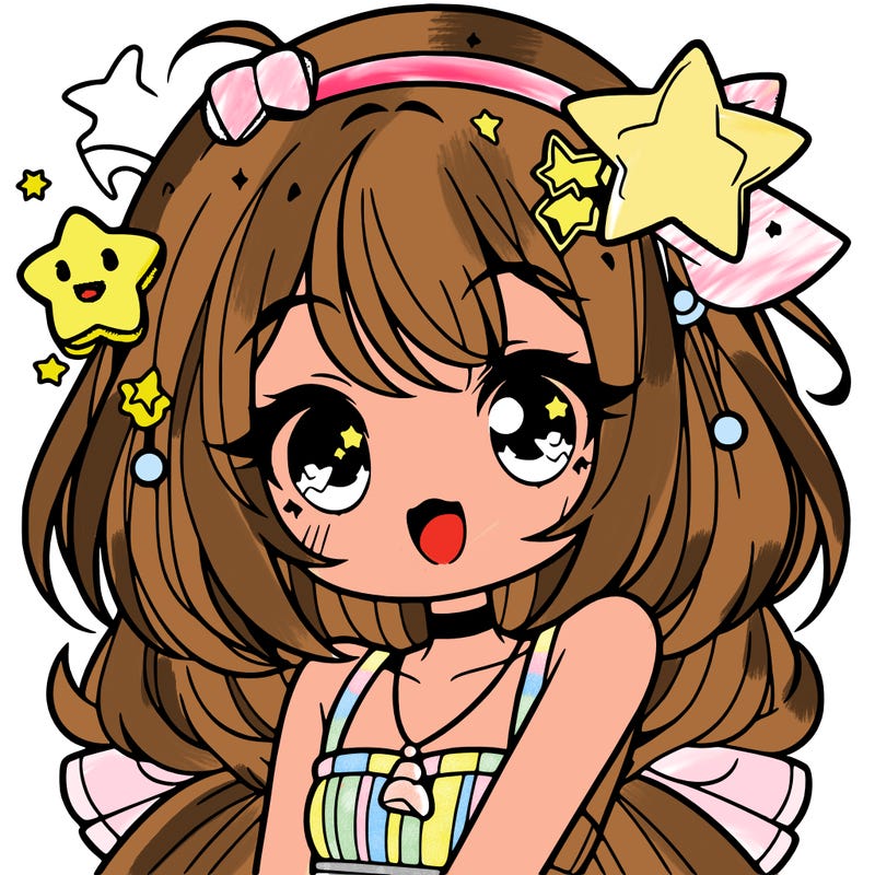 cute anime girl with star accessories
