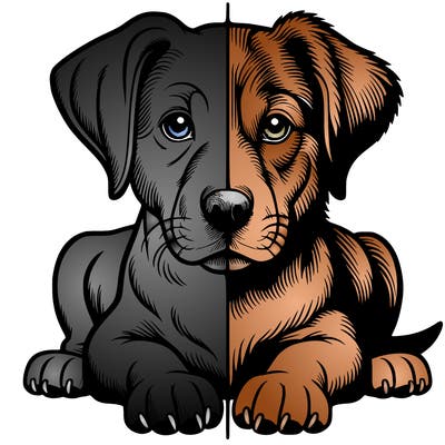 realistic dog split picture