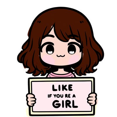 a cute girl holding a sign that says like if you’re a girl