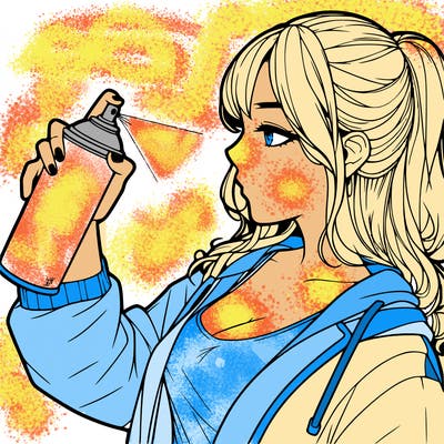 a realistic girl spray, painting