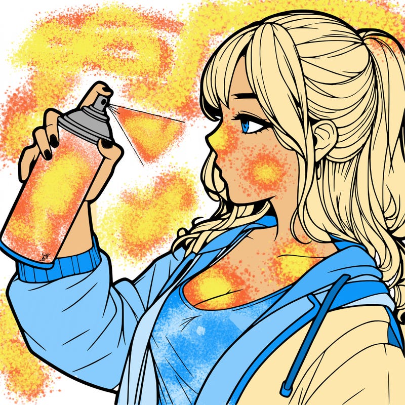 a realistic girl spray, painting