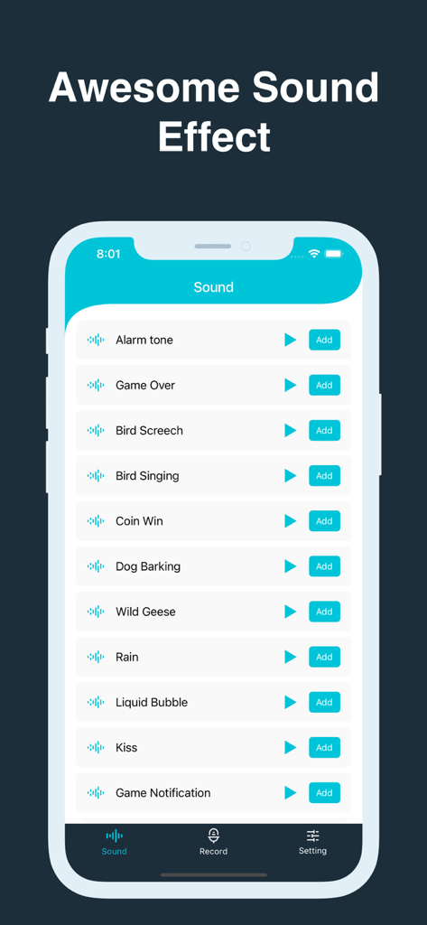 Charging Play - Sound Changer - List of customizable charging sound effects in the Charging Play app interface