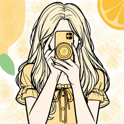 a realistic girl holding her phone taking pictures