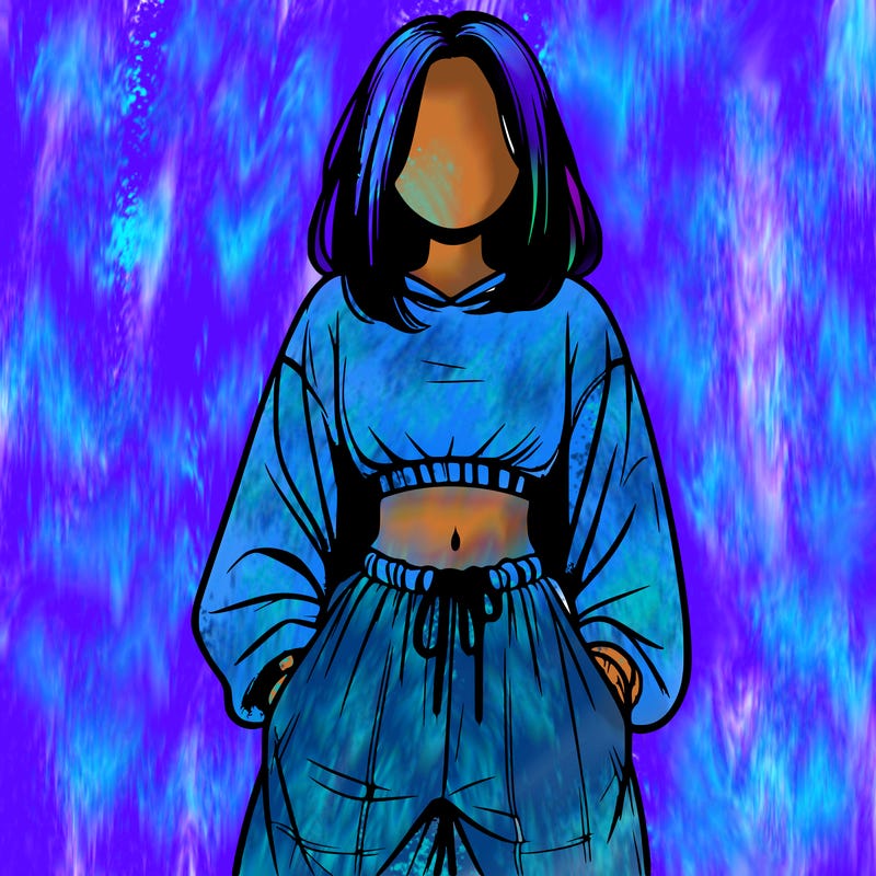 realistic girl faceless with baggy pants and a crop top