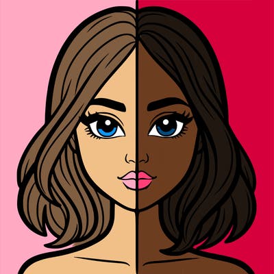 a woman divided in half