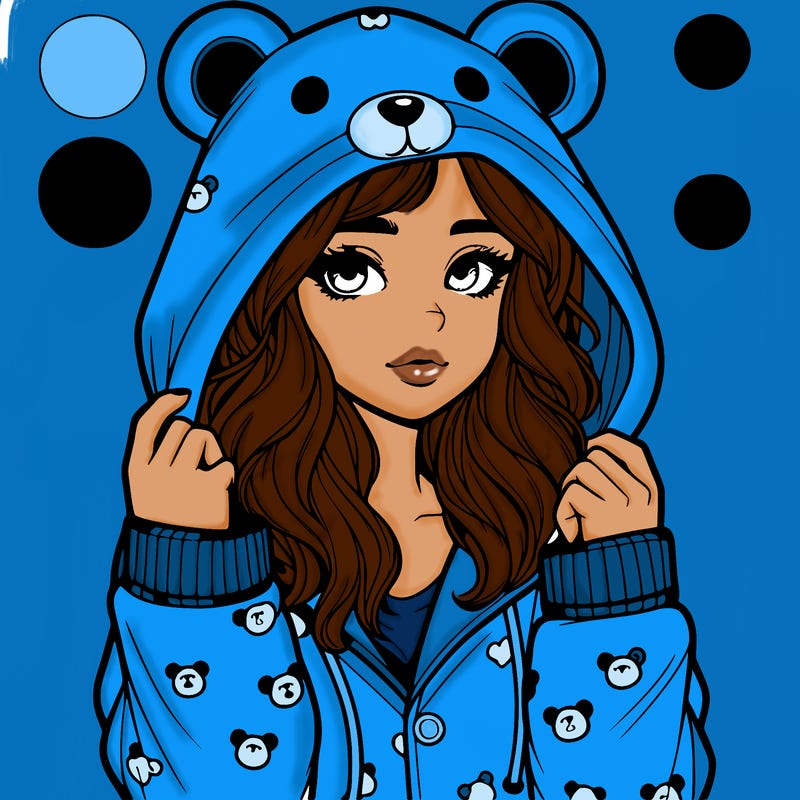 realistic girl in a animal pjs hoodie