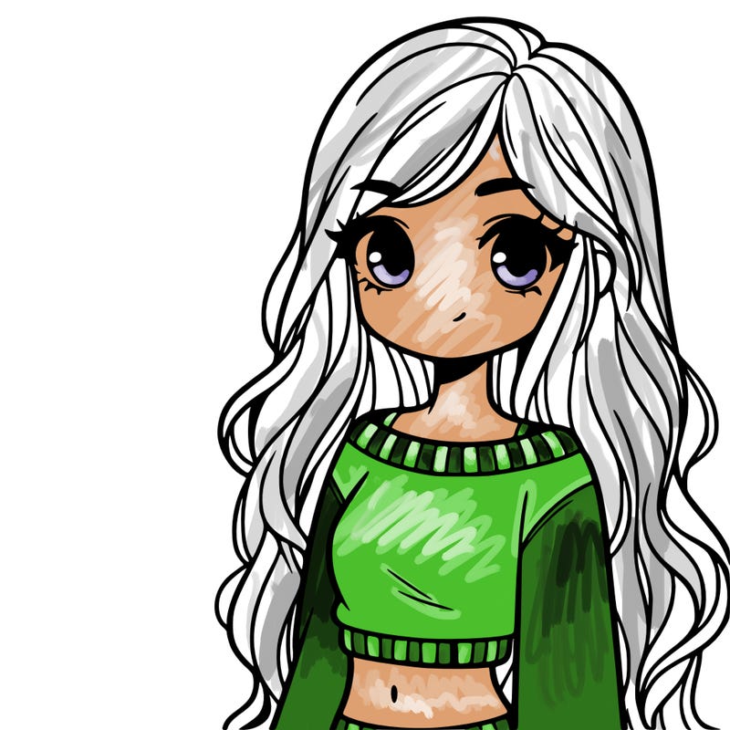 girl with long hair and a crop top with a sweater