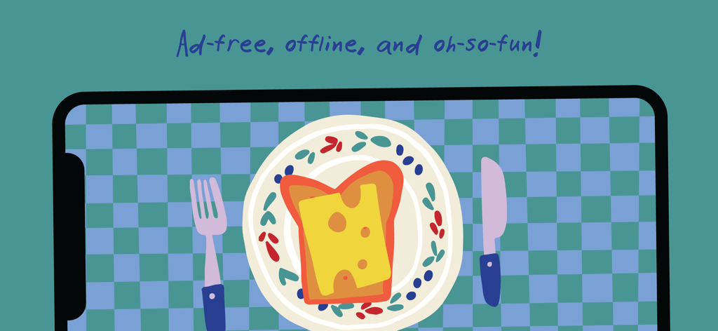 Peekaboo Barn - Baby Books - Ad-free and offline kitchen scene in the Peekaboo Barn baby book app featuring cheese toast on a plate