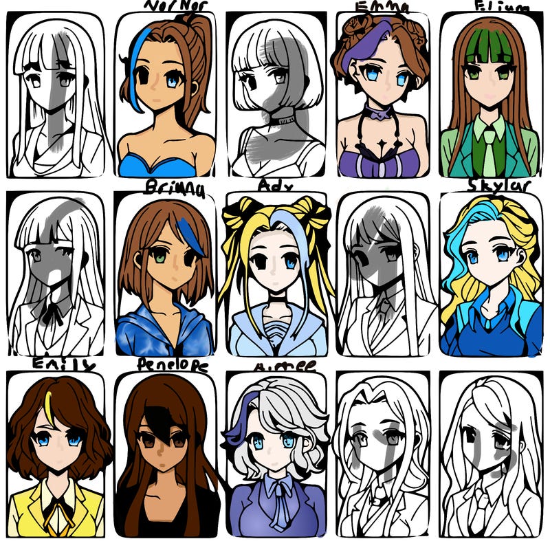 girls that look diffrent anime