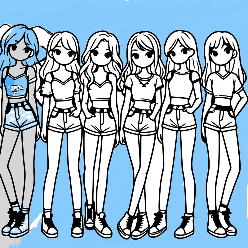 a group of girls wearing crop tops and shorts