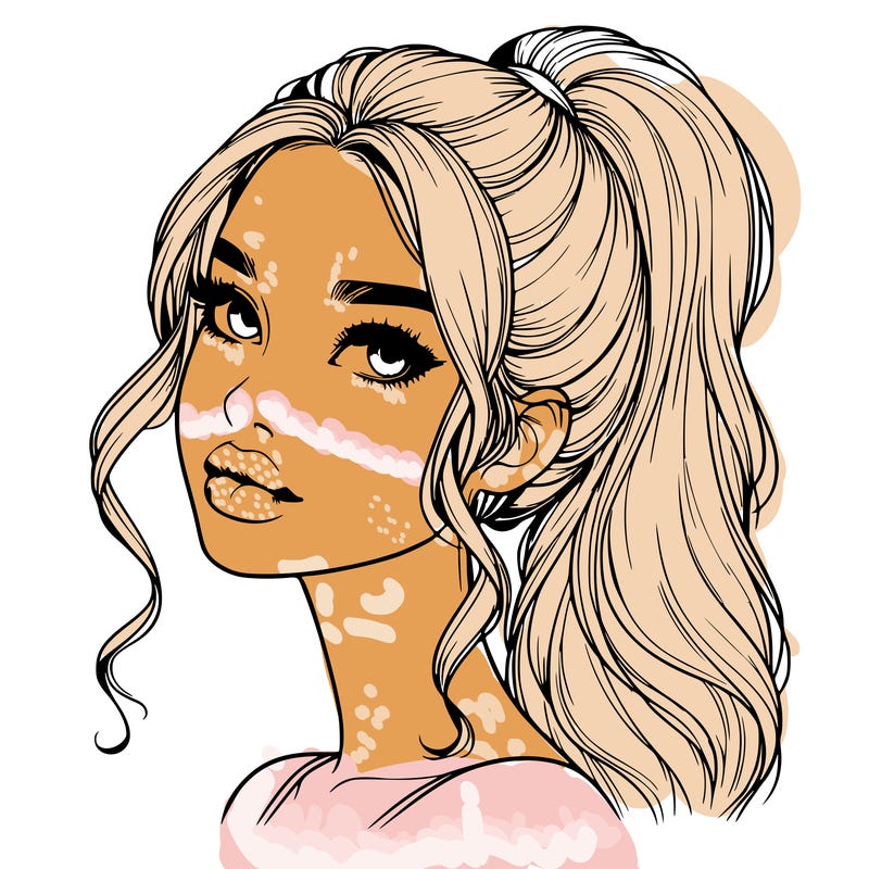 realistic girl with a ponytail on her hair and lips