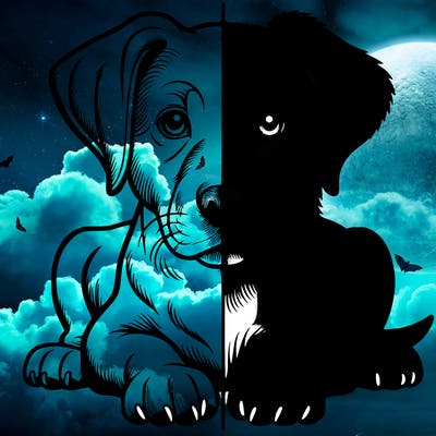 realistic dog split picture